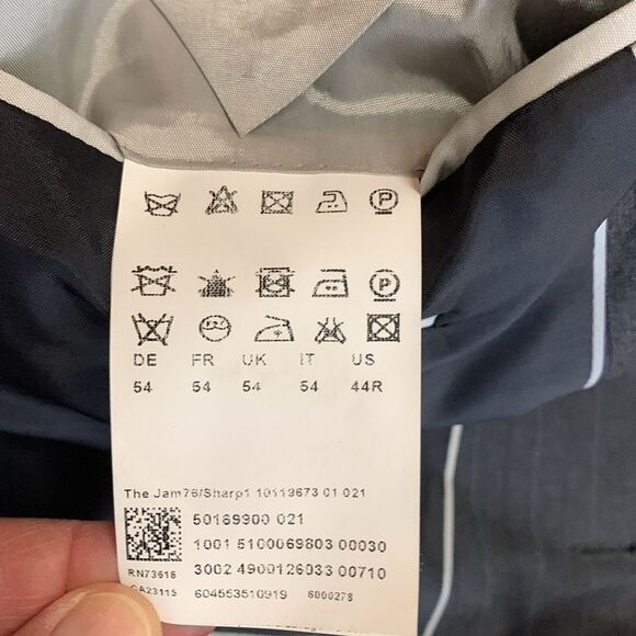 Boss Hugo Boss Gray Pinstripe Wool Super 130 Suit Sport Coat Size 44R - Picture 14 of 16